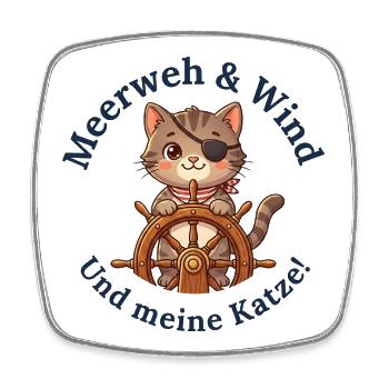 Meerweh, Wind und meine Katze - Viereckiger Kühlschrankmagnet - Weiß - Vorne