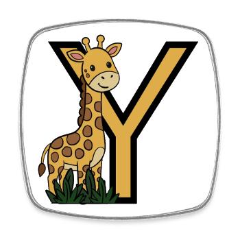 Giraffe mit Y Buchstabe Design - Viereckiger Kühlschrankmagnet - Weiß - Vorne