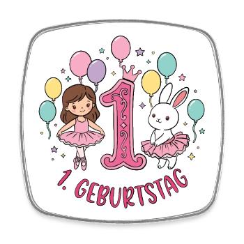  1. Geburtstag Ballerina  - Viereckiger Kühlschrankmagnet - Weiß - Vorne