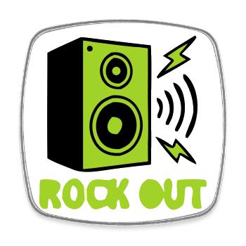 Rock Out Lautsprecher Icon - Viereckiger Kühlschrankmagnet - Weiß - Vorne