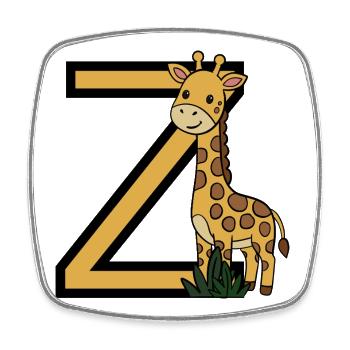 Giraffe Buchstabe  Z - Viereckiger Kühlschrankmagnet - Weiß - Vorne