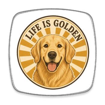 Life is golden mit Golden Retriever - Viereckiger Kühlschrankmagnet - Weiß - Vorne
