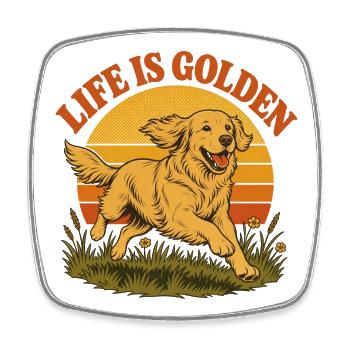Life is golden mit Golden Retriever - Viereckiger Kühlschrankmagnet - Weiß - Vorne
