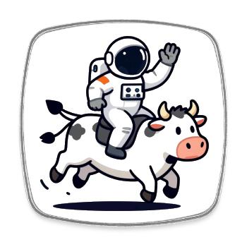 Astronauten-Bullenritt - Viereckiger Kühlschrankmagnet - Weiß - Vorne