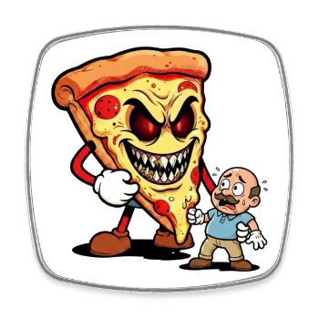 Pizza Monster Menace - Square fridge magnet - white - Front