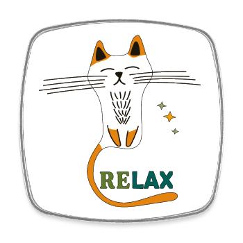 Katze beim Relaxen - Viereckiger Kühlschrankmagnet - Weiß - Vorne