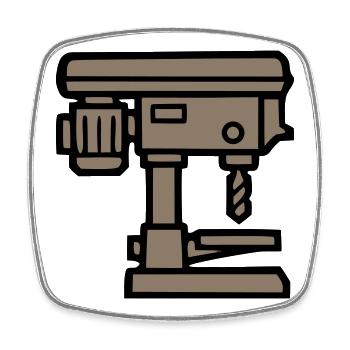 Stand Drill Tool Icon - Square fridge magnet - white - Front