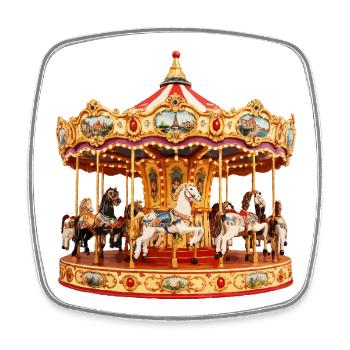 Prächtiges Karussell auf dem Jahrmarkt - Viereckiger Kühlschrankmagnet - Weiß - Vorne