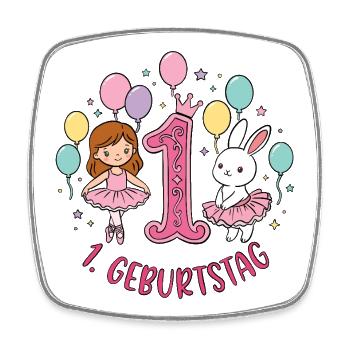 Erster Geburtstag Ballon Tanz Duo - Viereckiger Kühlschrankmagnet - Weiß - Vorne