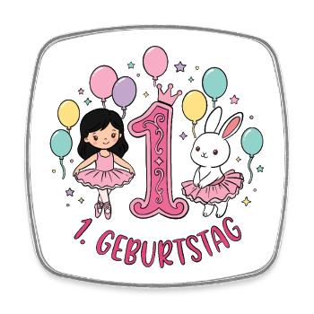 Erster Geburtstag Prinzessin Häschen - Viereckiger Kühlschrankmagnet - Weiß - Vorne