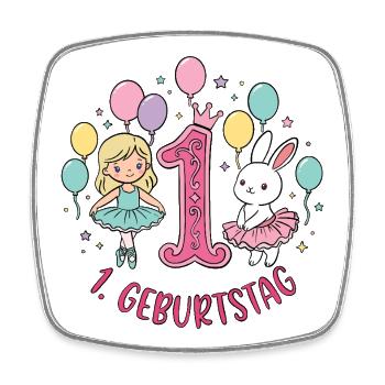 Erster Geburtstag Mädchen Hase - Viereckiger Kühlschrankmagnet - Weiß - Vorne