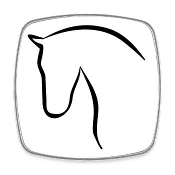 Pferd elegante Silhouette Pferdekopf - Viereckiger Kühlschrankmagnet - Weiß - Vorne