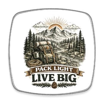 Pack Light Live Big | Hiking Design - Viereckiger Kühlschrankmagnet - Weiß - Vorne