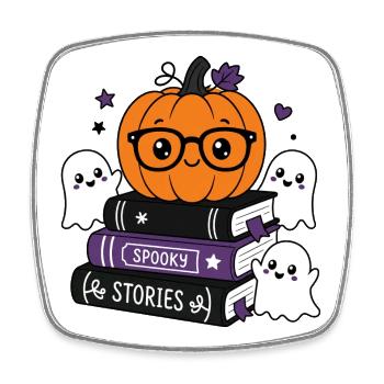 Halloween Kürbis mit Brille - Viereckiger Kühlschrankmagnet - Weiß - Vorne