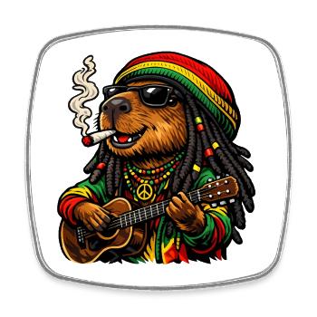 Süßes Capybara im Rastafari Stil - Viereckiger Kühlschrankmagnet - Weiß - Vorne