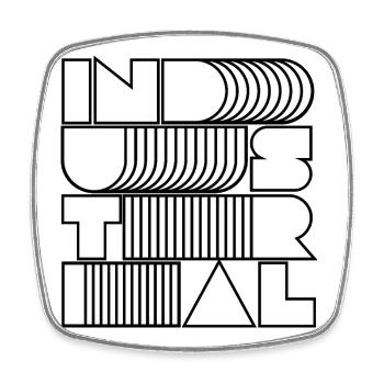 Industrial Op Art Lettering - Square fridge magnet - white - Front