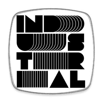 Musique industrielle Typographie empilée - Magnet carré - blanc - Devant