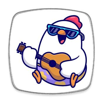 Penguin Guitar Beach Jam - Viereckiger Kühlschrankmagnet - Weiß - Vorne