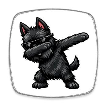 Dabbing Scottish Terrier in Comic Style - Square fridge magnet - white - Front