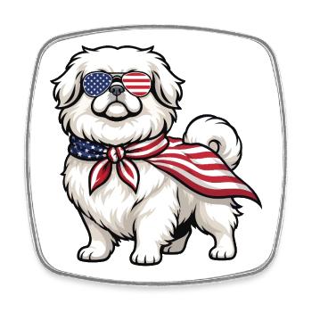 Patriotischer Pekinger – Peke-Hund-Mama Papa Schoßhund - Viereckiger Kühlschrankmagnet - Weiß - Vorne