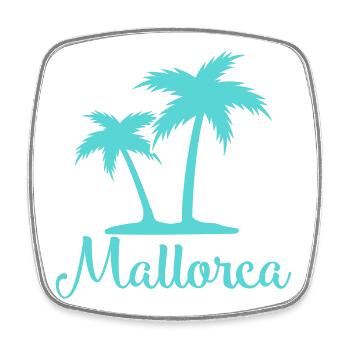 Mallorca Palmen Silhouette - Viereckiger Kühlschrankmagnet - Weiß - Vorne