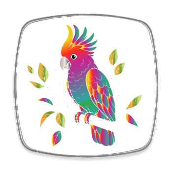 Design de dessin animé Cockatoo arc-en-ciel - Magnet carré - blanc - Devant