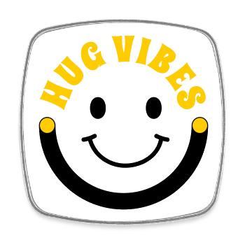 Minimalist Hug Vibes – Typography with Smile Curve - Square fridge magnet - white - Front
