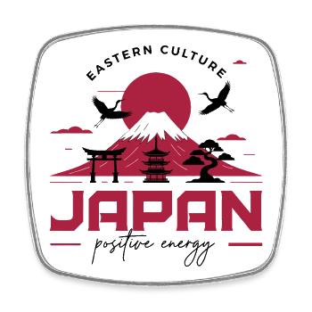 Culture japonaise : Fuji & Énergie positive - Magnet carré - blanc - Devant