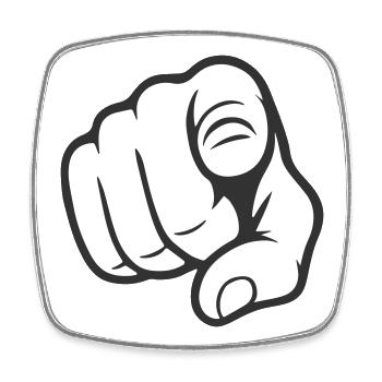 Pointer du doigt Tu gesticules Design d’autocollants - Magnet carré - blanc - Devant