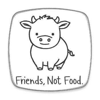 Friends Not Food Pork Vegan Minimalist - Square fridge magnet - white - Front