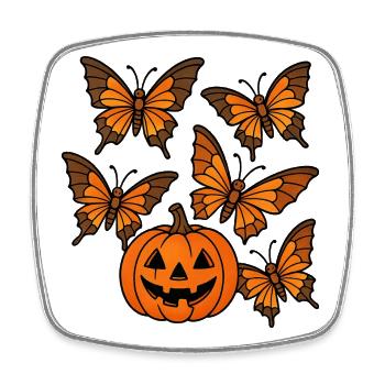 Halloween Pumpkin with Butterflies - Square fridge magnet - white - Front