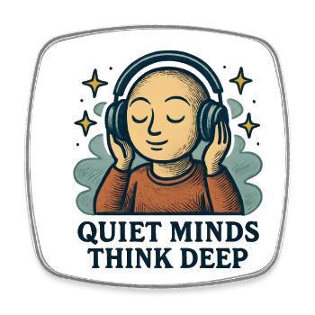 Quiet minds think deeply - Square fridge magnet - white - Front