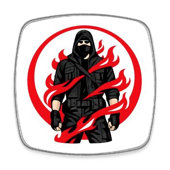 Flames Ninja Circle - Square fridge magnet - white - Front