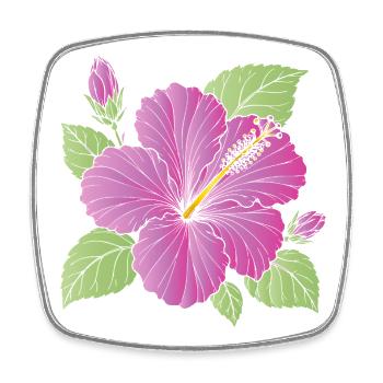 Purple Hibiscus Flower with Buds Illustration - Square fridge magnet - white - Front