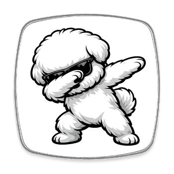 Appliquer le Frisé Bichon dans le style comique - Magnet carré - blanc - Devant