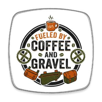 Fueled By Coffee And Gravel Cycling Shirt - Square fridge magnet - white - Front