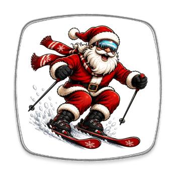 Noël du Père Noël snowboard - Magnet carré - blanc - Devant