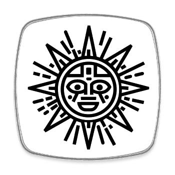 Aztec sun - Square fridge magnet - white - Front