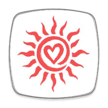 Motif Soleil Cœur - Magnet carré - blanc - Devant
