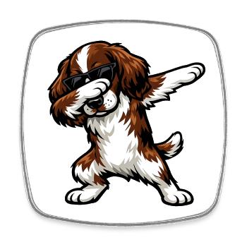 Dabbing English Springer Spaniel - Square fridge magnet - white - Front