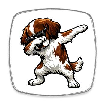 Dabbing French Spaniel - Square fridge magnet - white - Front