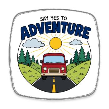 Driving Adventure: Sun and Road - Square fridge magnet - white - Front