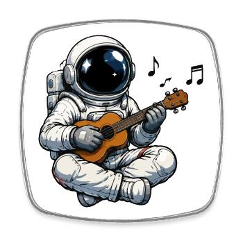 Space Astronaut Guitar Game - Square fridge magnet - white - Front