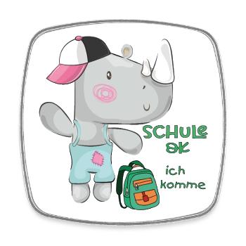  Schulstart Einschulung Dino - Viereckiger Kühlschrankmagnet - Weiß - Vorne
