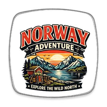 Norway Adventure: Wild North Sunset - Square fridge magnet - white - Front