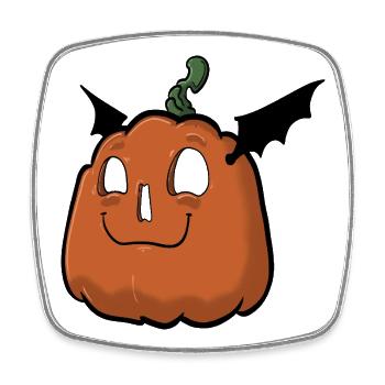 Happy pumpkin face - Square fridge magnet - white - Front