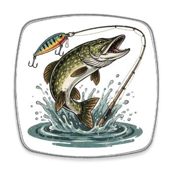 PÊCHE. ATTENDS. ATTRAPE. - Magnet carré - blanc - Devant