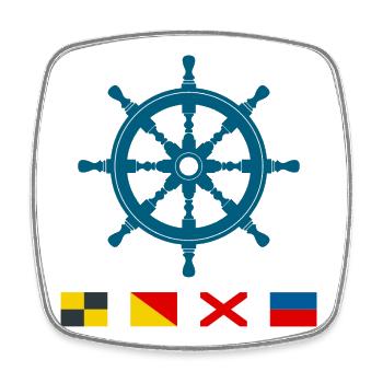 Love – Maritime steering wheel with signal flags - Square fridge magnet - white - Front