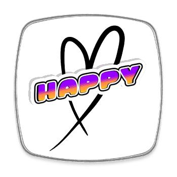 HAPPY Retro Sunset Neon - Square fridge magnet - white - Front