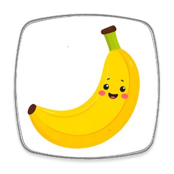 Yellow Kawaii Banana – Sweet Fruit Illustration Art - Square fridge magnet - white - Front